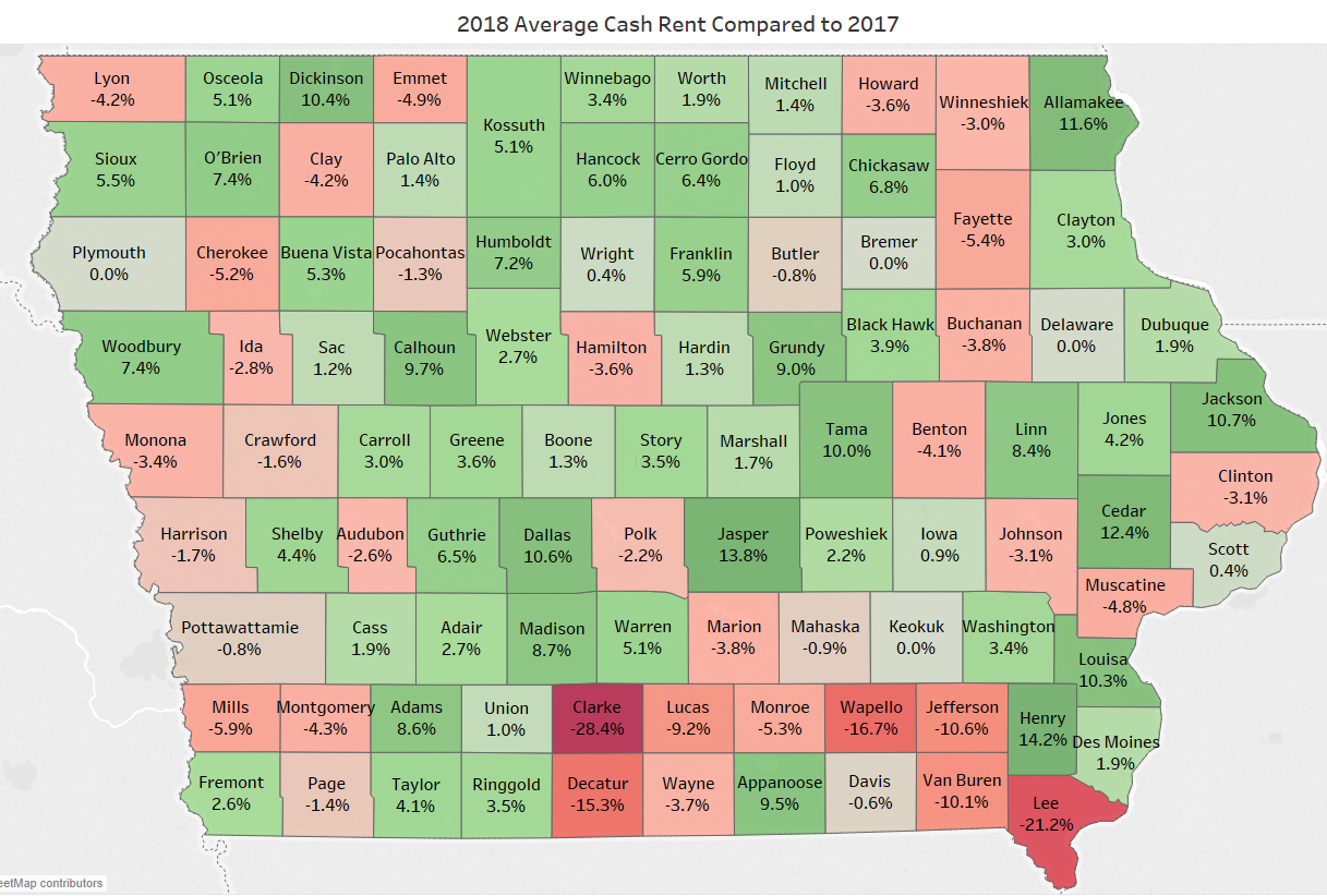 2018 Iowa Cash Rental Rates by County Decision Innovation Solutions